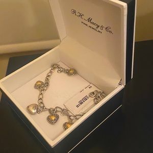 Valentines Day Gift !!! Brand New 925 18k Platinum Heart Charm Bracelet